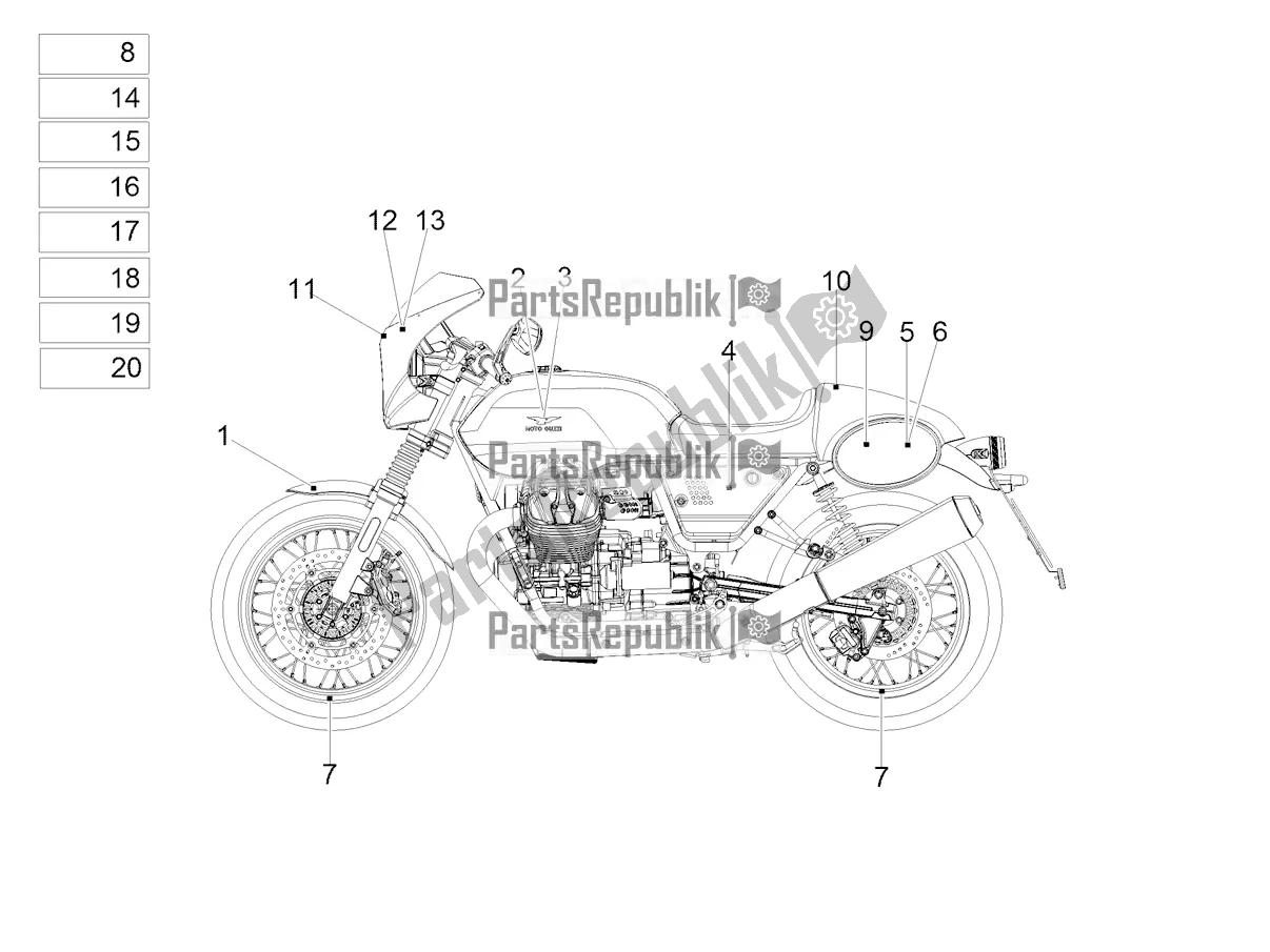 Todas las partes para Etiqueta de Moto-Guzzi V7 III Racer 10 TH Anniversary USA 750 2021