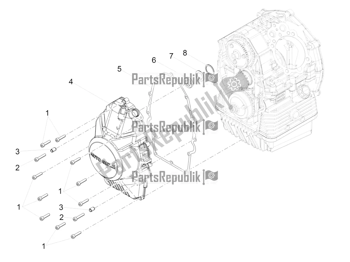 Toutes les pièces pour le Couvercle De Volant du Moto-Guzzi V7 III Racer 10 TH Anniversary USA 750 2021