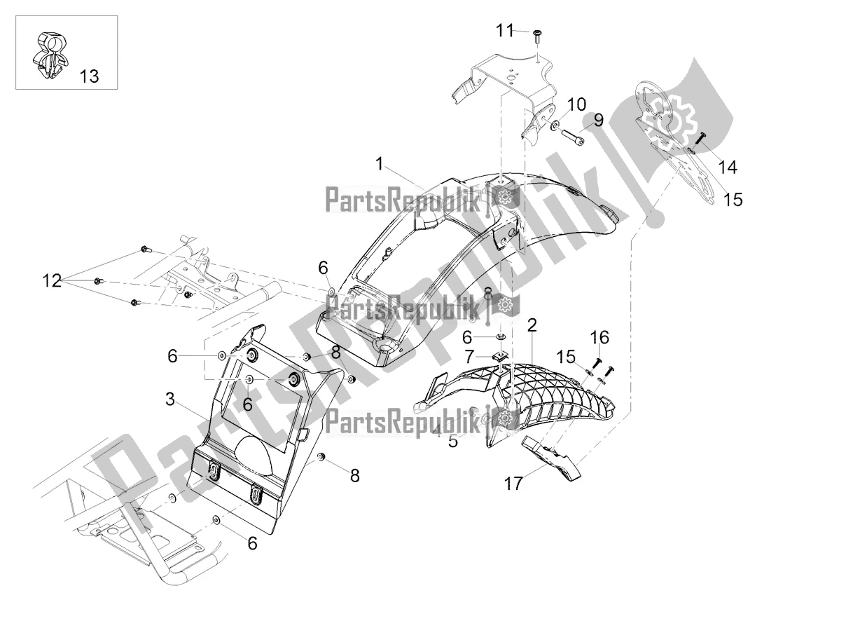 Tutte le parti per il Parafango Posteriore del Moto-Guzzi V7 III Racer 10 TH Anniversary USA 750 2021