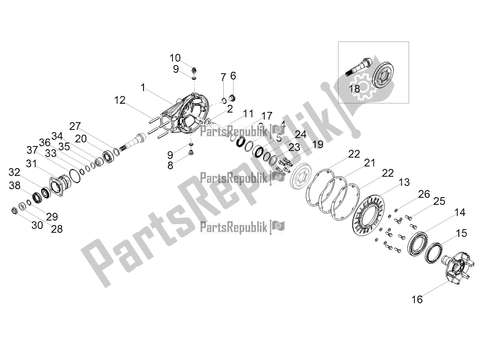 Todas las partes para Transmisión Trasera / Componentes de Moto-Guzzi V7 III Racer 10 TH Anniversary USA 750 2021