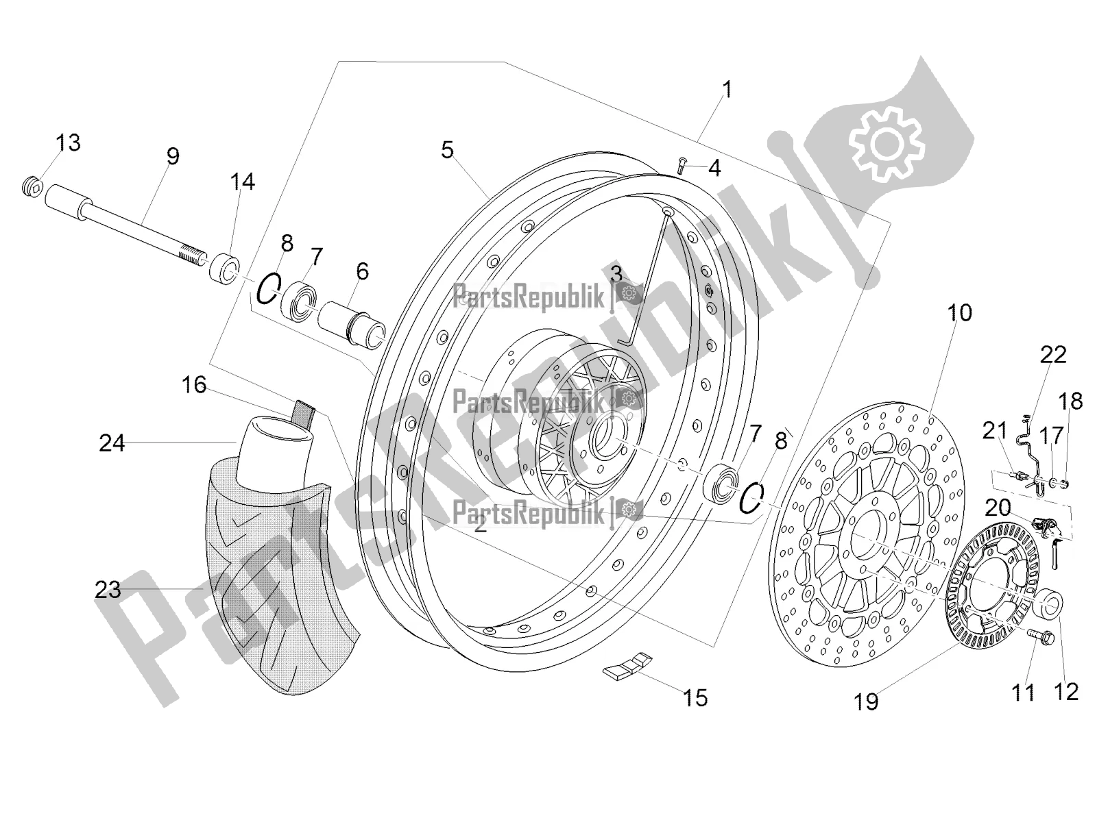 Toutes les pièces pour le Roue Avant du Moto-Guzzi V7 III Racer 750 ABS 2017