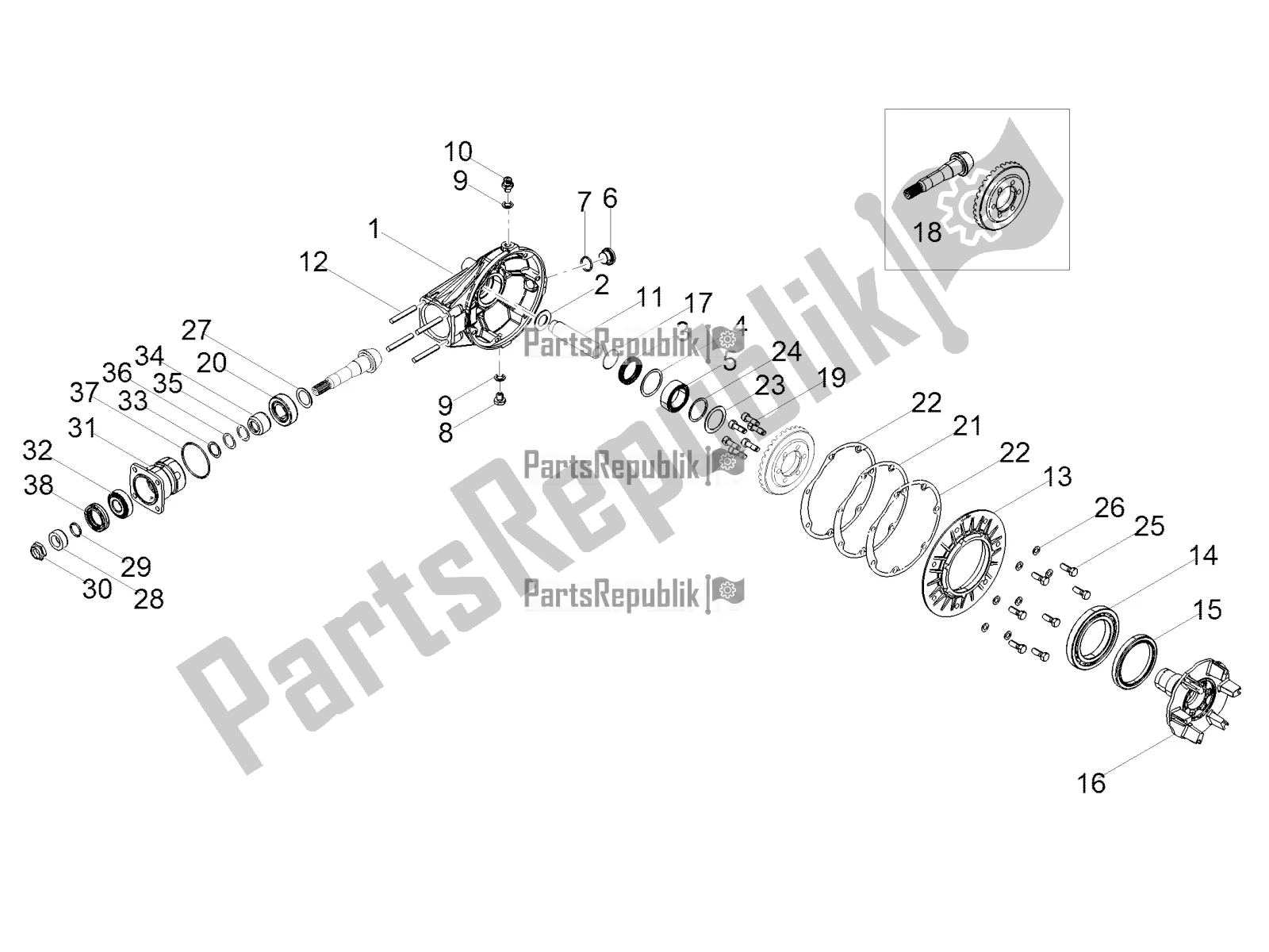 Tutte le parti per il Trasmissione / Componenti Posteriori del Moto-Guzzi V7 III Racer 750 ABS 2017