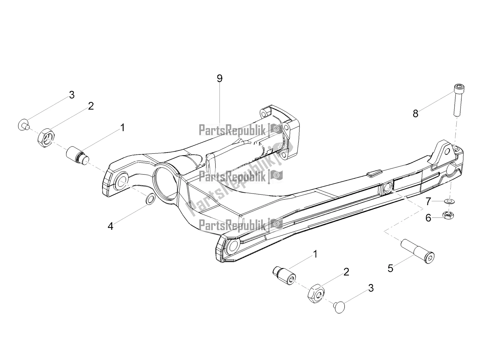 All parts for the Swing Arm of the Moto-Guzzi V7 III Racer 750 ABS 2018