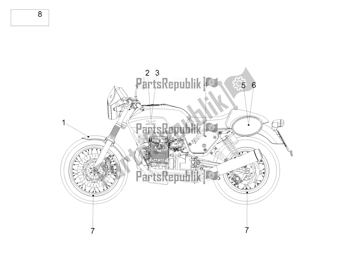 Tutte le parti per il Decalcomania del Moto-Guzzi V7 III Racer 750 ABS 2019