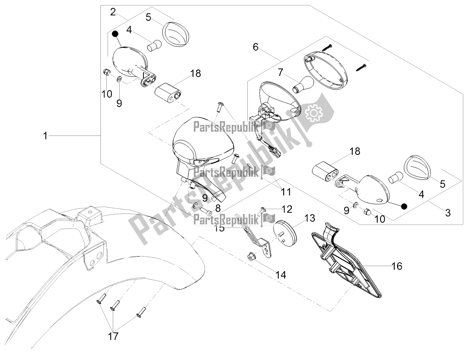 Tutte le parti per il Luci Posteriori del Moto-Guzzi V7 III Racer 750 ABS 2019