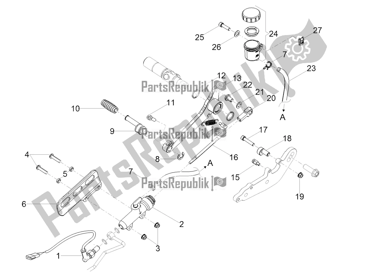 All parts for the Rear Master Cylinder of the Moto-Guzzi V7 III Racer 750 ABS 2019