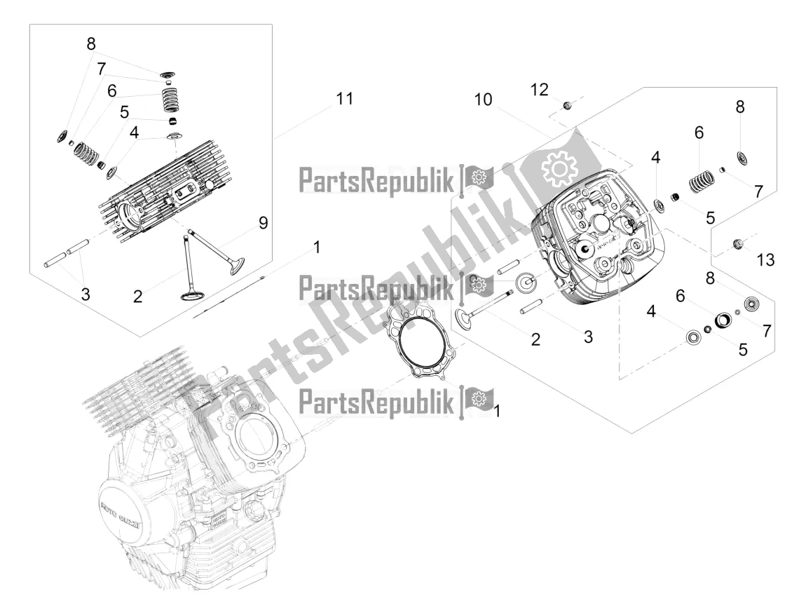 Toutes les pièces pour le Culasse - Soupapes du Moto-Guzzi V7 III Racer 750 E4 ABS 2017-2018-2019 Nafta 2017