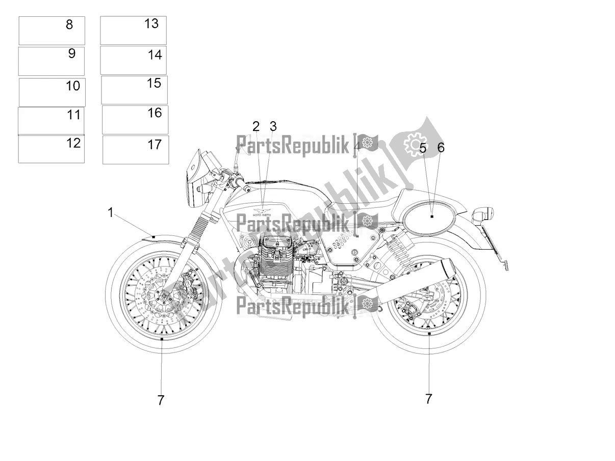 Toutes les pièces pour le Décalque du Moto-Guzzi V7 III Racer 750 E4 ABS 2017-2018-2019 Nafta 2017