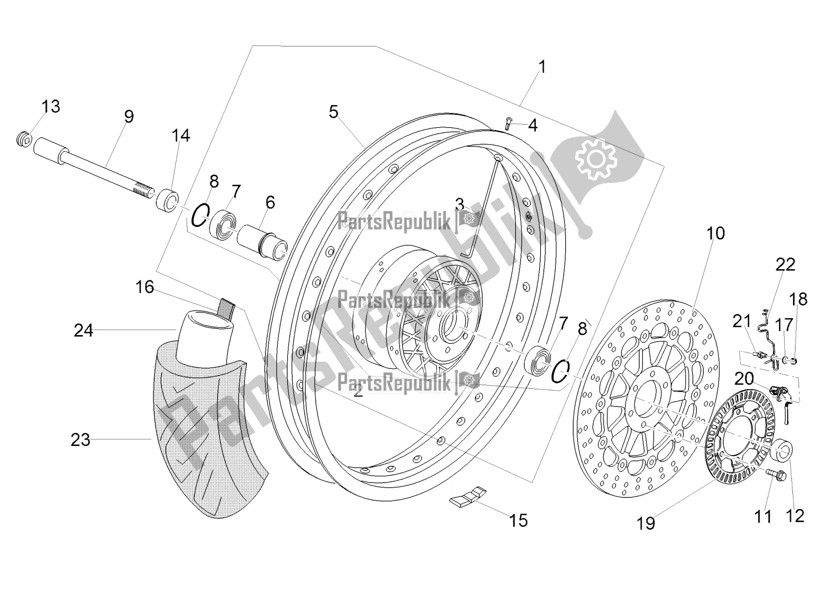 Toutes les pièces pour le Roue Avant du Moto-Guzzi V7 III Racer 750 E4 ABS 2017-2018-2019 Nafta 2017