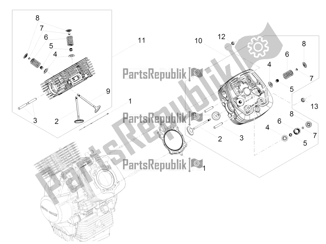 Tutte le parti per il Testata - Valvole del Moto-Guzzi V7 III Racer 750 E4 ABS 2017-2018-2019 Nafta 2018