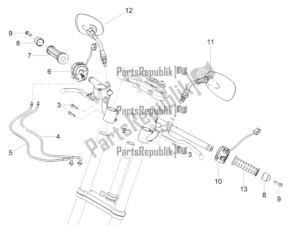 Tutte le parti per il Manubrio - Comandi del Moto-Guzzi V7 III Racer 750 E4 ABS 2017-2018-2019 Nafta 2018