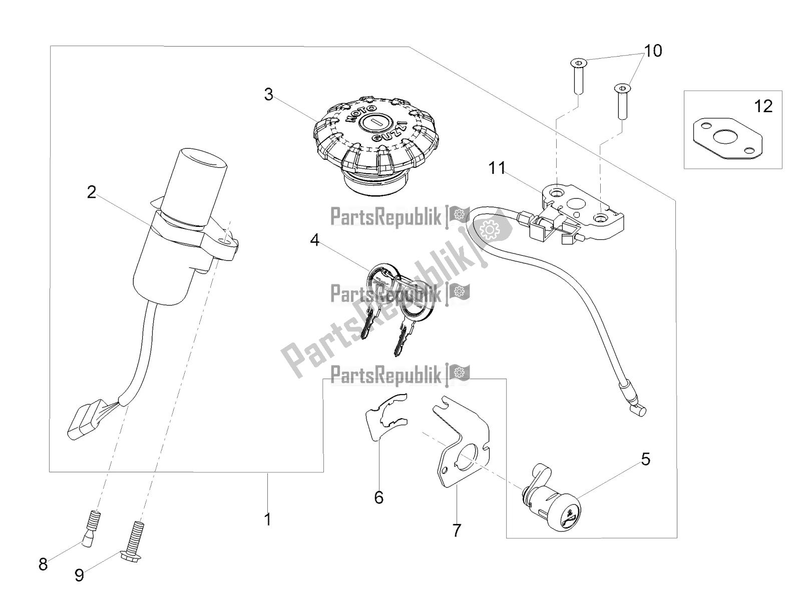 Tutte le parti per il Serrature del Moto-Guzzi V7 III Racer 750 E4 ABS 2017-2018-2019 Nafta 2018