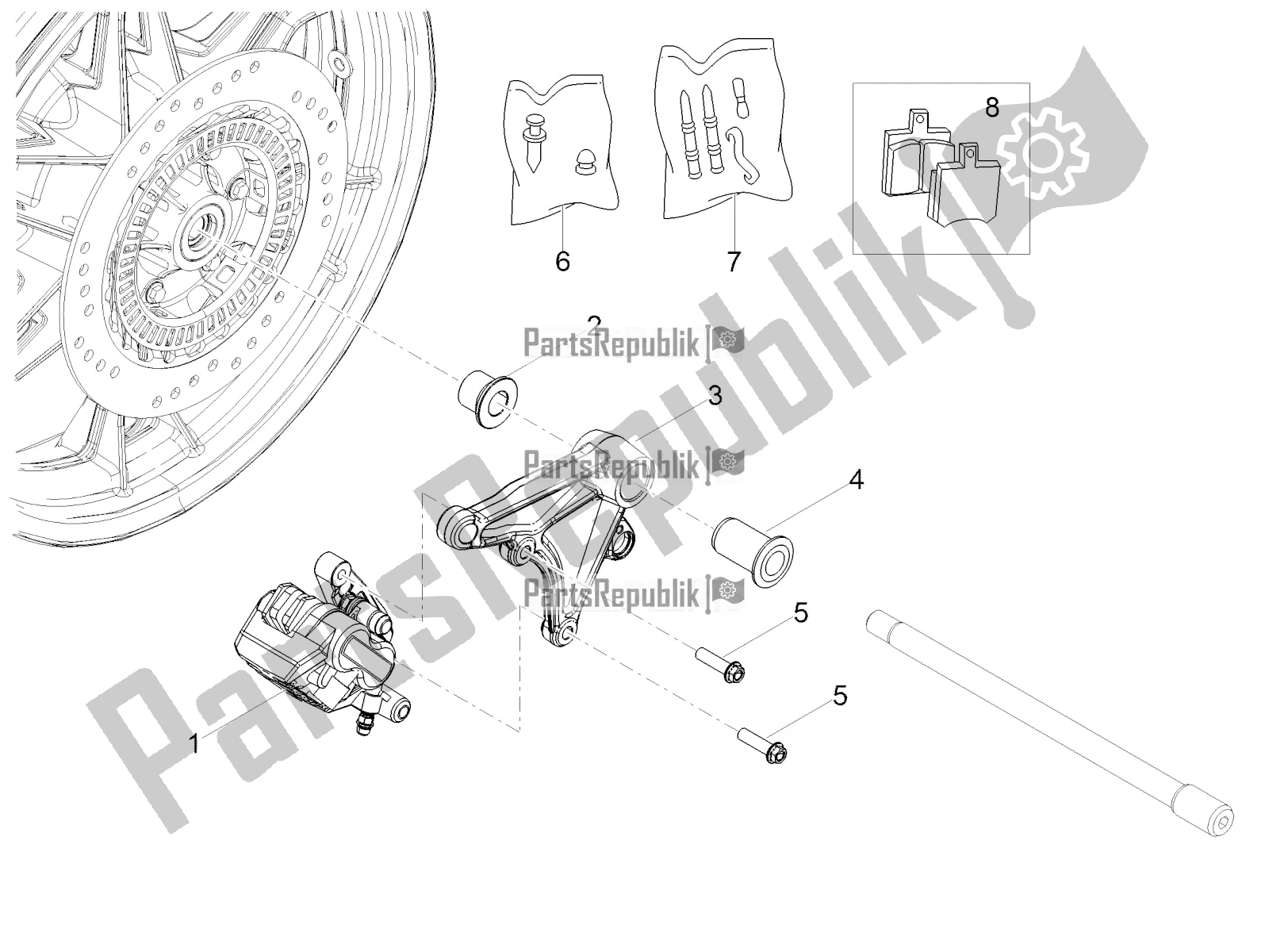 Tutte le parti per il Pinza Freno Posteriore del Moto-Guzzi V7 III Racer 750 E4 ABS 2017-2018-2019 Nafta 2018