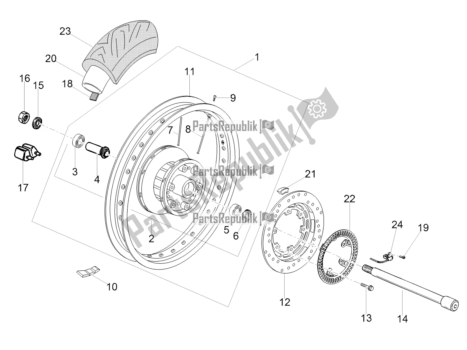 Toutes les pièces pour le Roue Arrière du Moto-Guzzi V7 III Racer 750 E4 ABS 2017-2018-2019 Nafta 2018