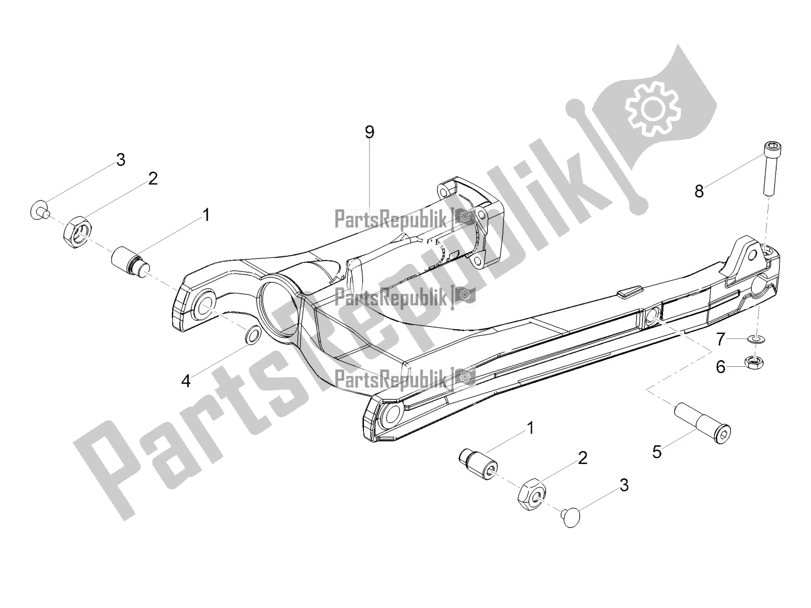 Tutte le parti per il Forcellone del Moto-Guzzi V7 III Racer 750 E4 ABS 2017-2018-2019 Nafta 2018