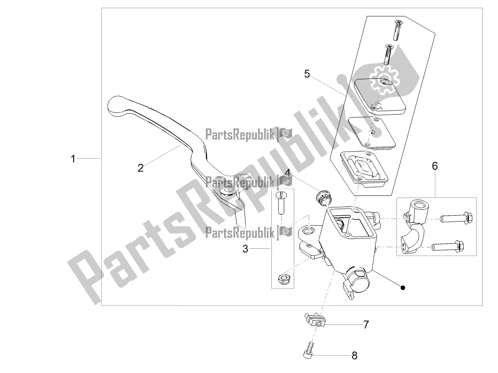 All parts for the Front Master Cilinder of the Moto-Guzzi V7 III Racer 750 E4 ABS 2017-2018-2019 Nafta 2019