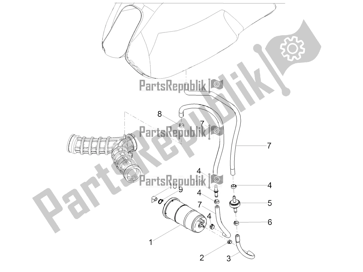 Wszystkie części do System Odzyskiwania Oparów Paliwa Moto-Guzzi V7 III Racer 750 E4 ABS 2017-2018-2019 Nafta 2019