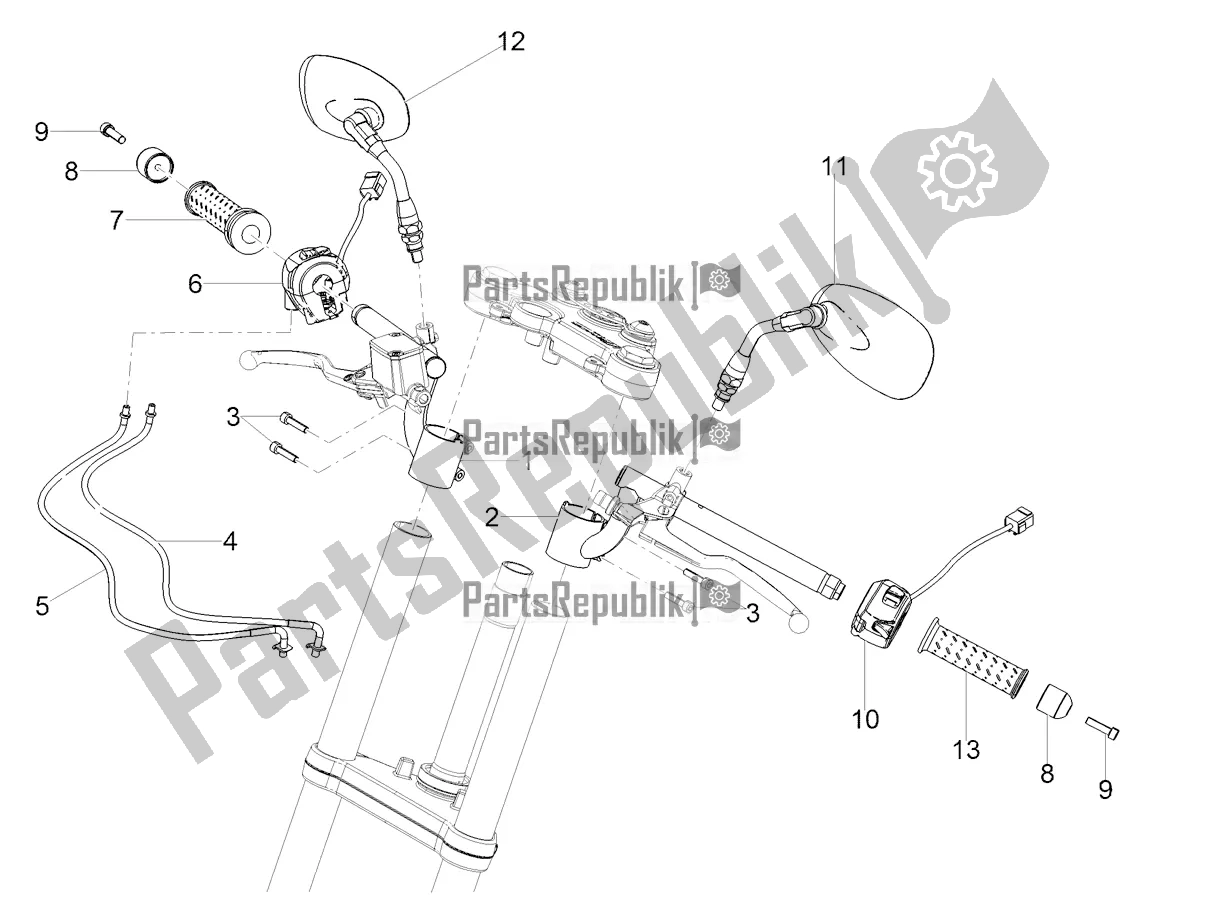 Tutte le parti per il Manubrio - Comandi del Moto-Guzzi V7 III Racer 750 E4 ABS 2017-2018-2019 Nafta 2019