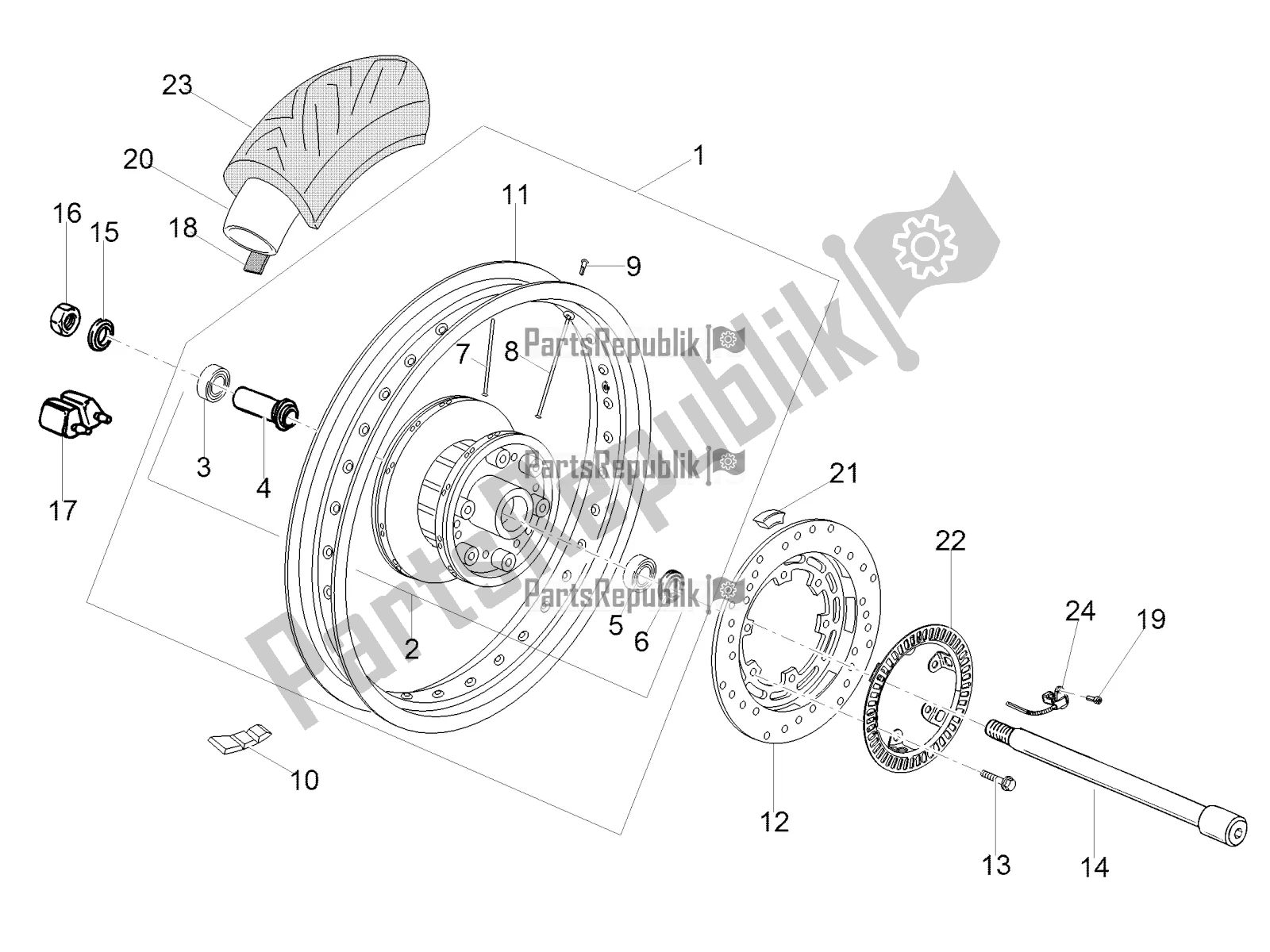 Toutes les pièces pour le Roue Arrière du Moto-Guzzi V7 III Racer Limited 750 2019