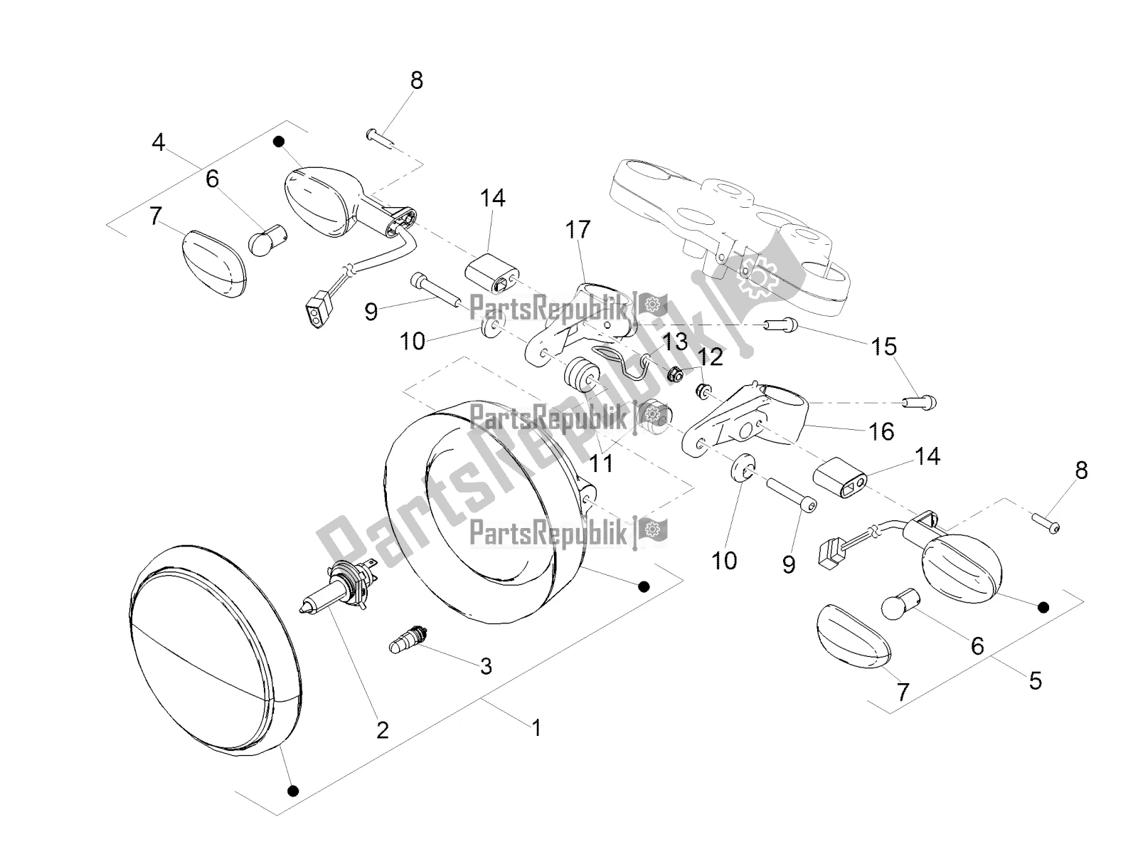 All parts for the Front Lights of the Moto-Guzzi V7 III Racer Limited 750 2020