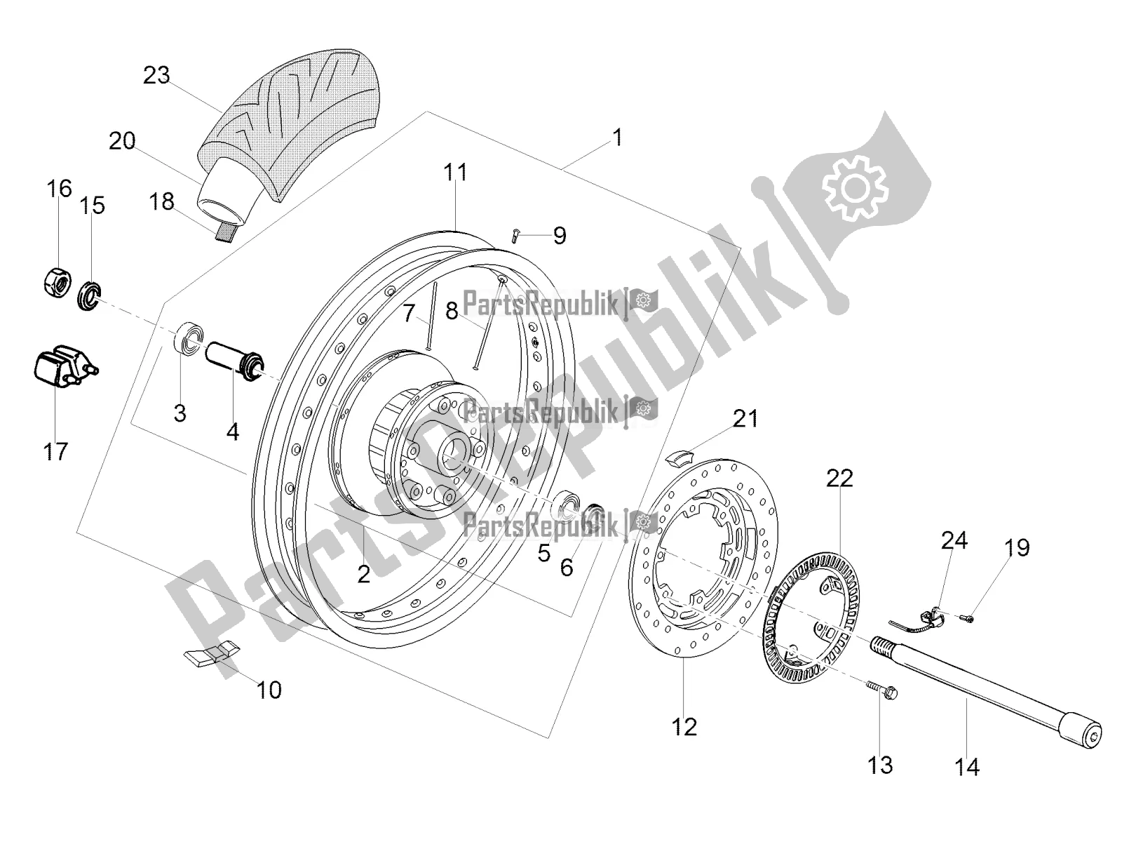 Toutes les pièces pour le Roue Arrière du Moto-Guzzi V7 III Racer Limited 750 2020