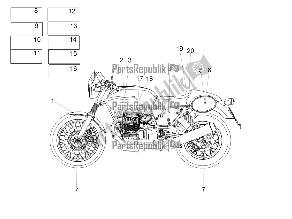 Toutes les pièces pour le Décalque du Moto-Guzzi V7 III Racer Limited 750 2021