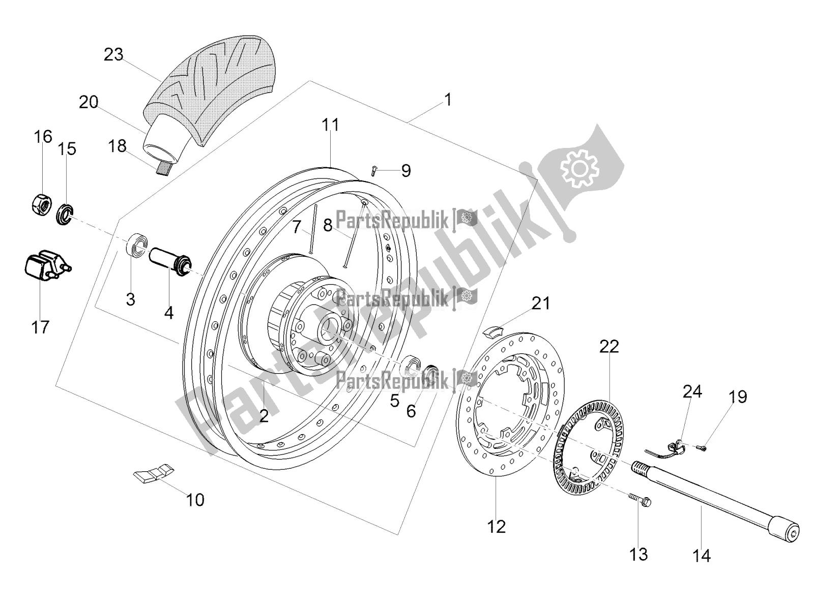 Toutes les pièces pour le Roue Arrière du Moto-Guzzi V7 III Racer Limited 750 2021