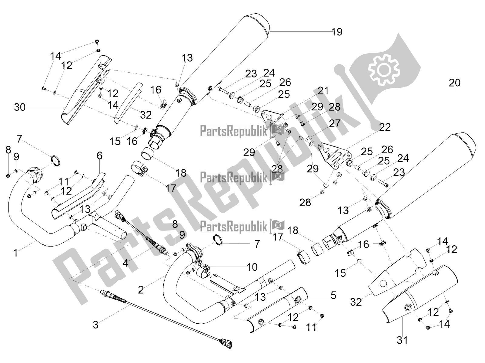 Todas as partes de Tubo De Escape do Moto-Guzzi V7 III Rough 750 2020