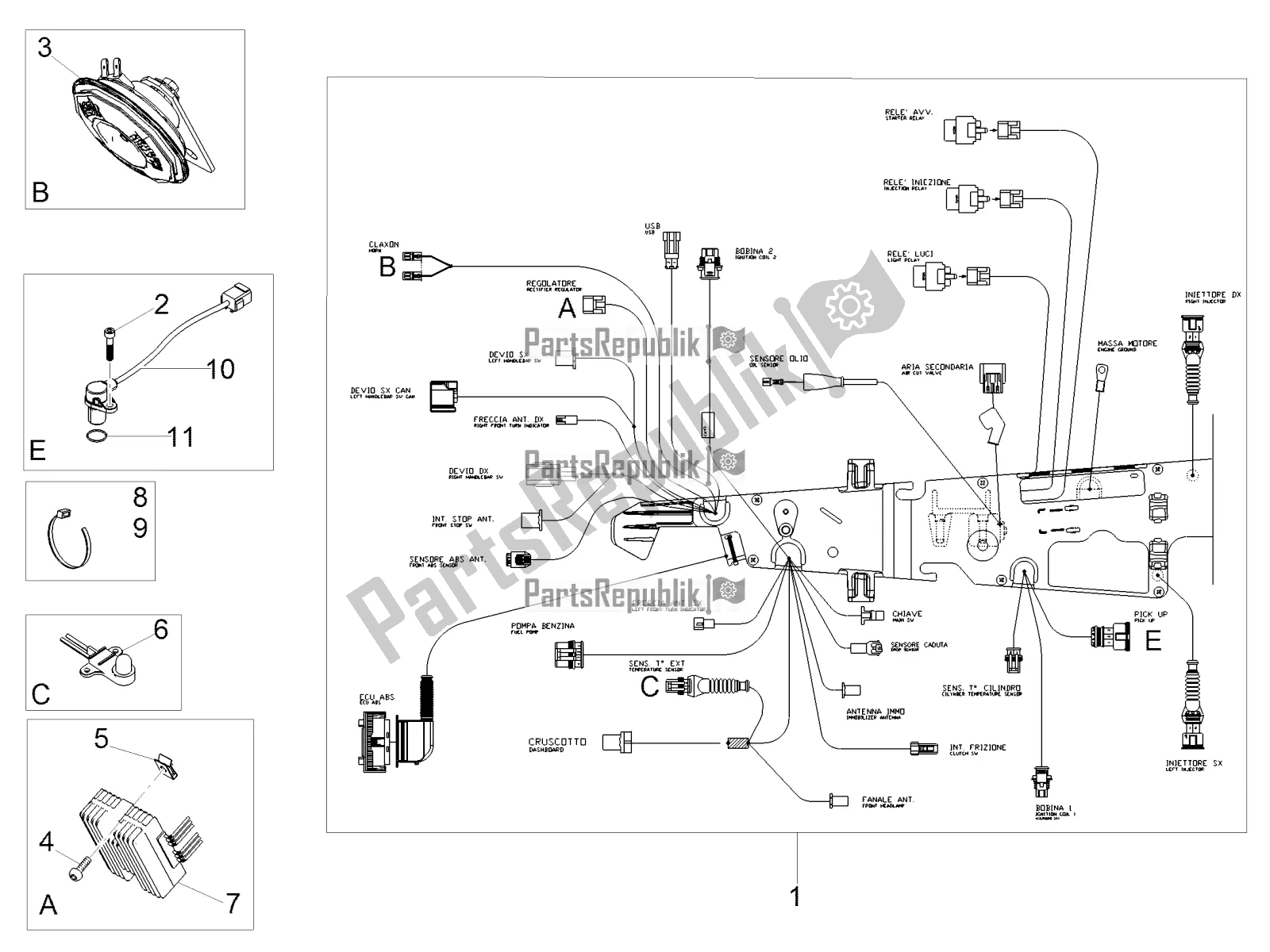 Toutes les pièces pour le Système électrique Avant du Moto-Guzzi V7 III Rough 750 2020