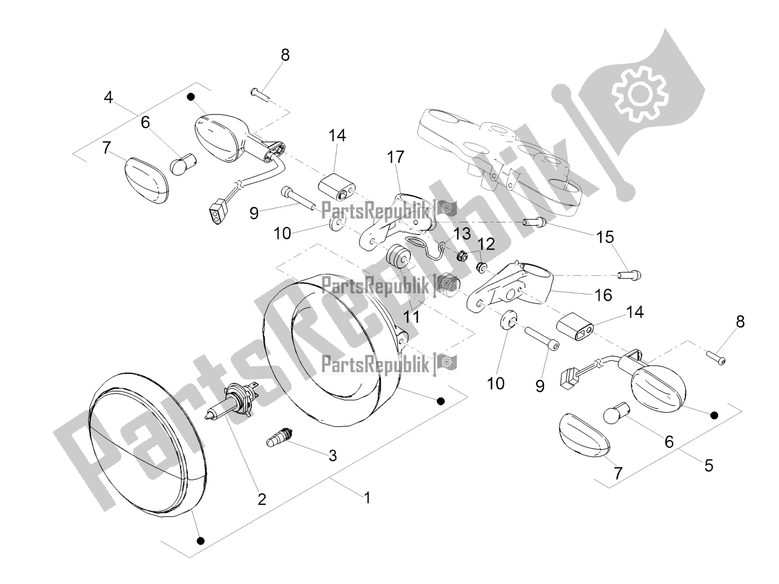 Toutes les pièces pour le Feux Avant du Moto-Guzzi V7 III Rough 750 2020