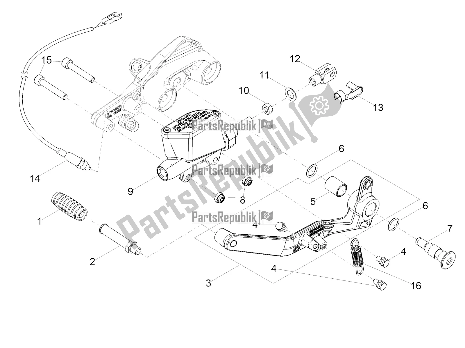 Toutes les pièces pour le Maître-cylindre Arrière du Moto-Guzzi V7 III Rough 750 2020