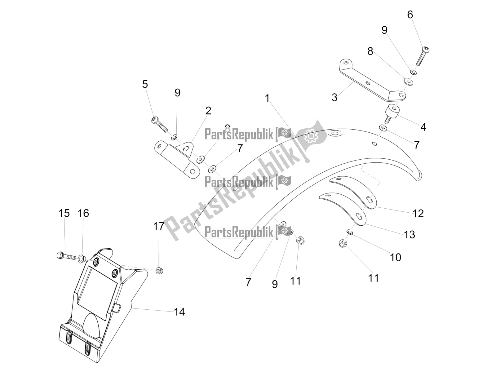 Toutes les pièces pour le Garde-boue Arrière du Moto-Guzzi V7 III Rough 750 2020