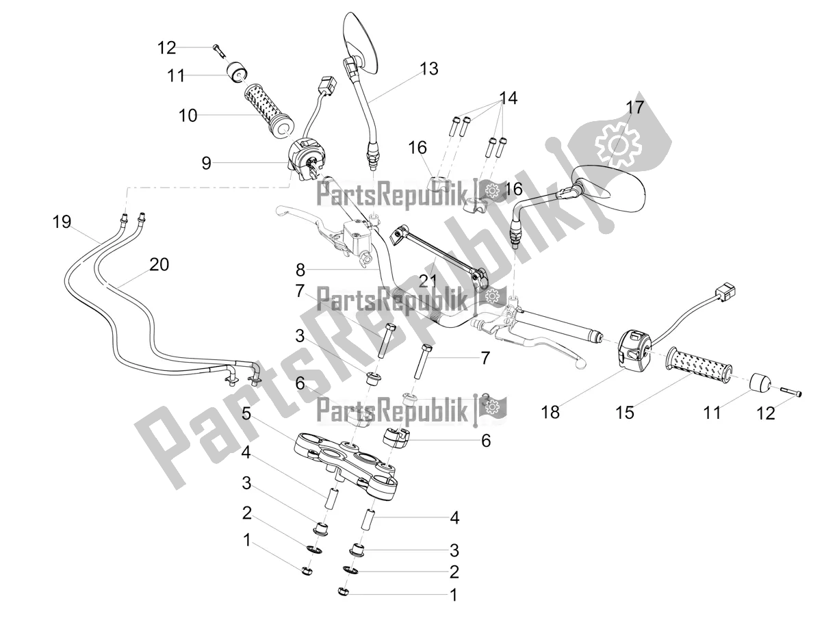 Tutte le parti per il Manubrio - Comandi del Moto-Guzzi V7 III Rough 750 2021