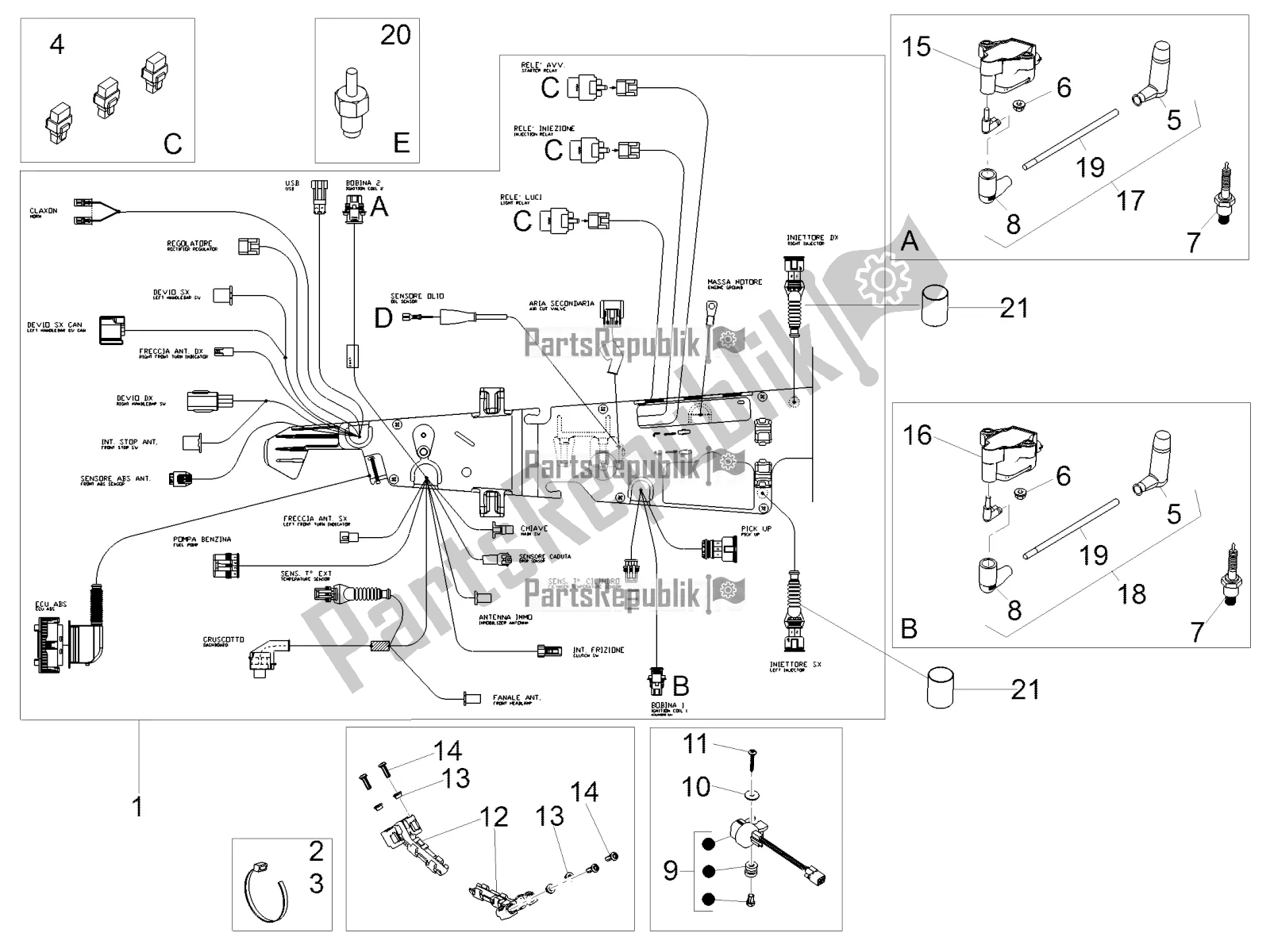 Todas las partes para Sistema Electrico Central de Moto-Guzzi V7 III Rough 750 ABS 2018