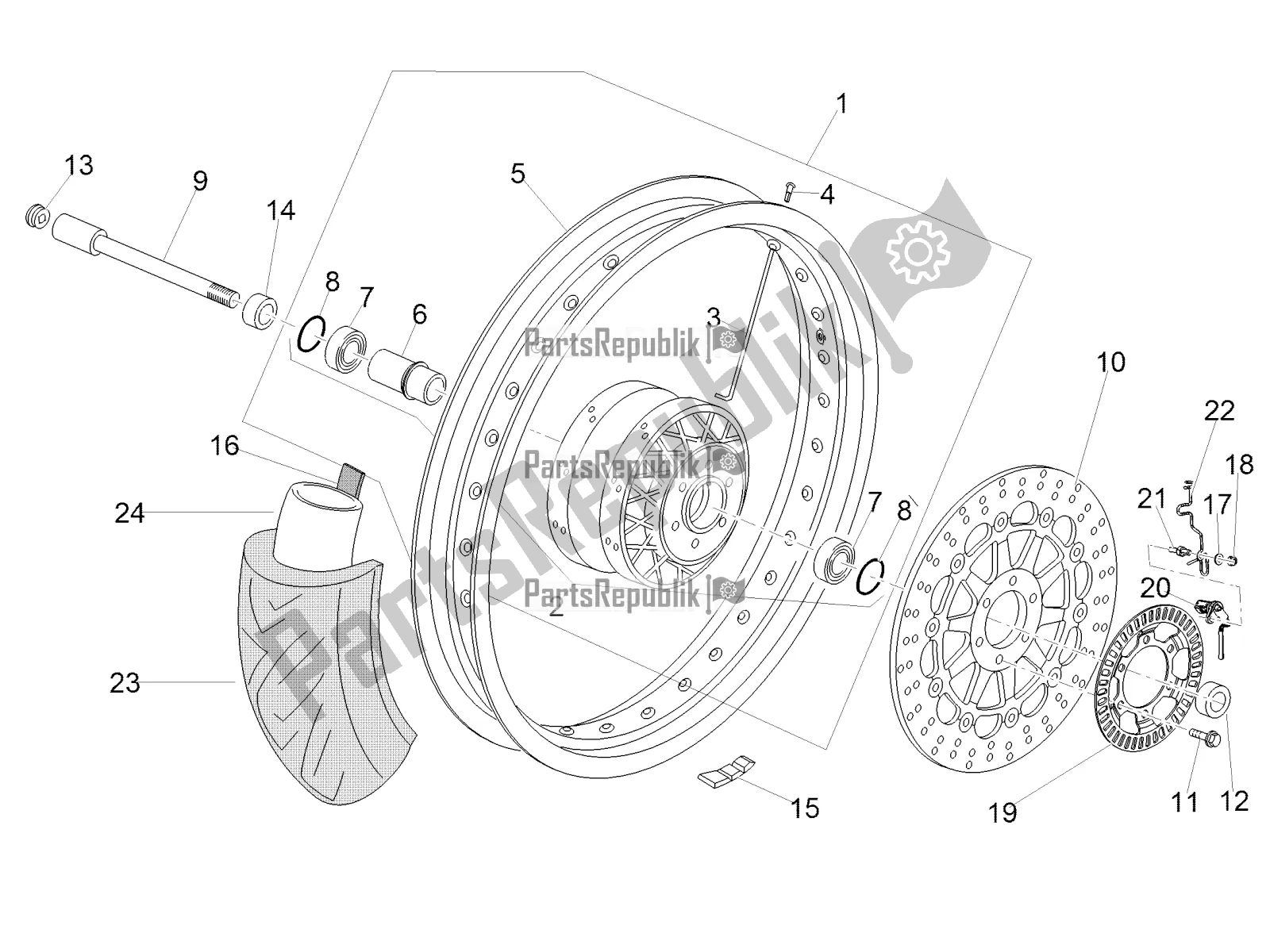 Toutes les pièces pour le Roue Avant du Moto-Guzzi V7 III Rough 750 ABS 2018