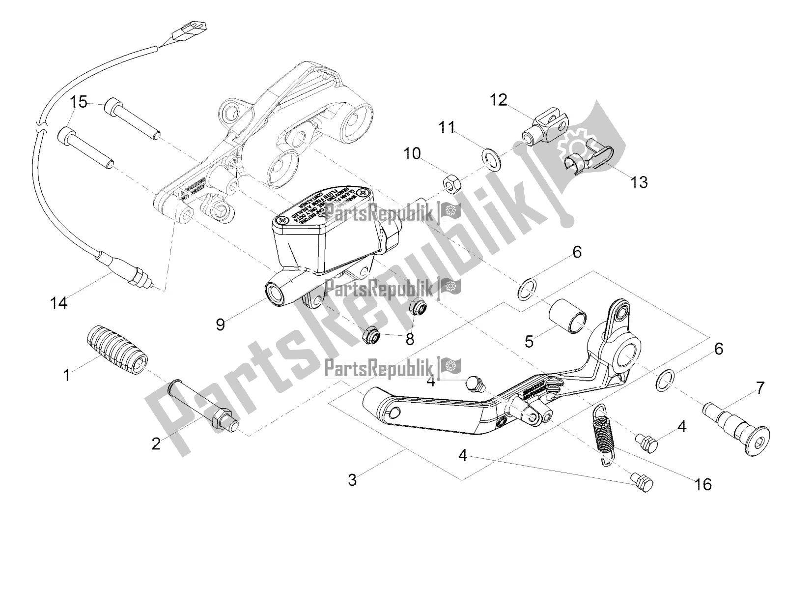 Toutes les pièces pour le Maître-cylindre Arrière du Moto-Guzzi V7 III Rough 750 ABS 2018