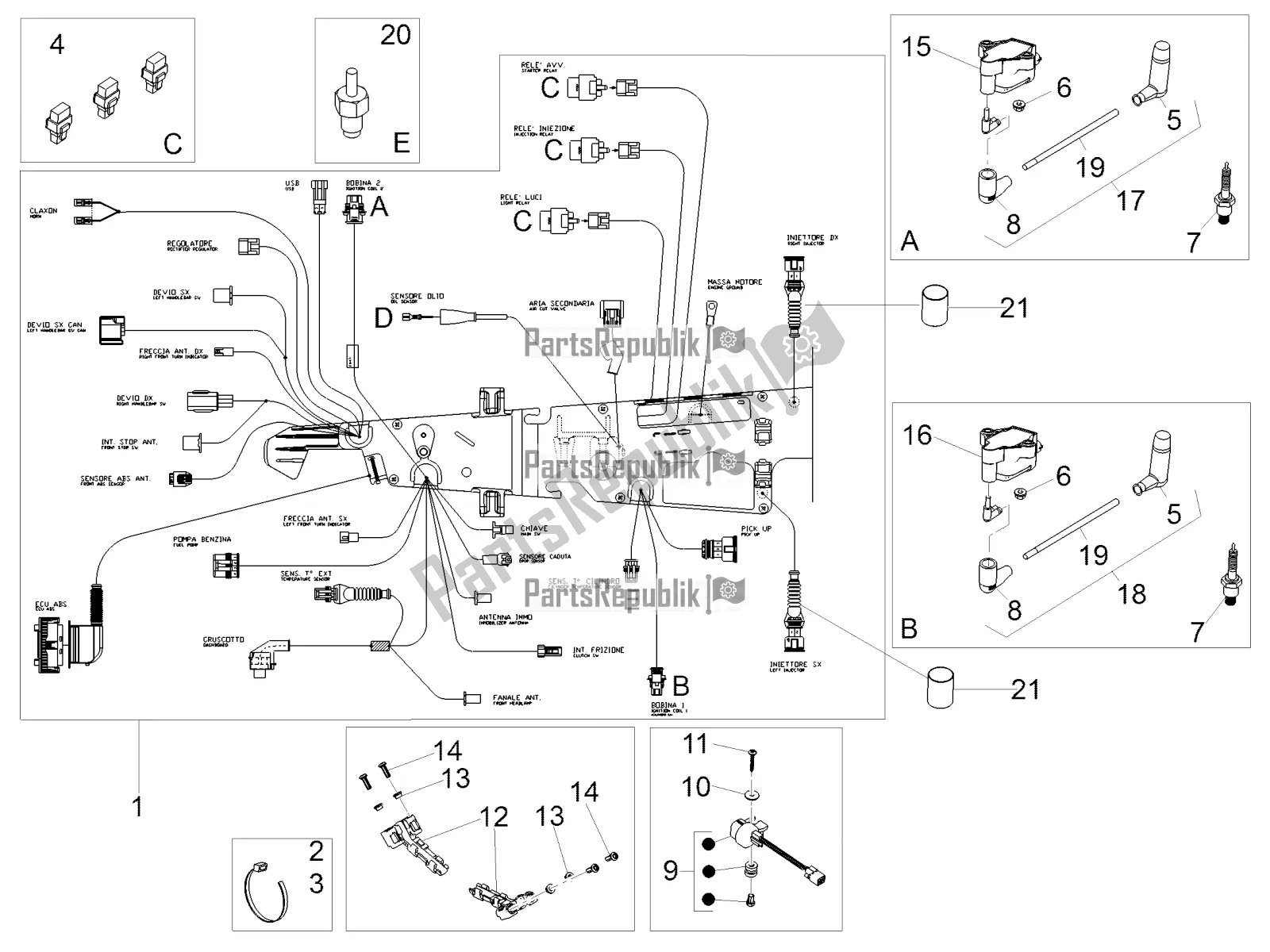 All parts for the Central Electrical System of the Moto-Guzzi V7 III Rough 750 ABS 2019