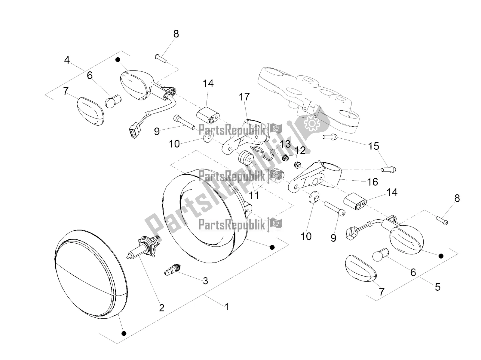 All parts for the Front Lights of the Moto-Guzzi V7 III Rough 750 ABS 2019