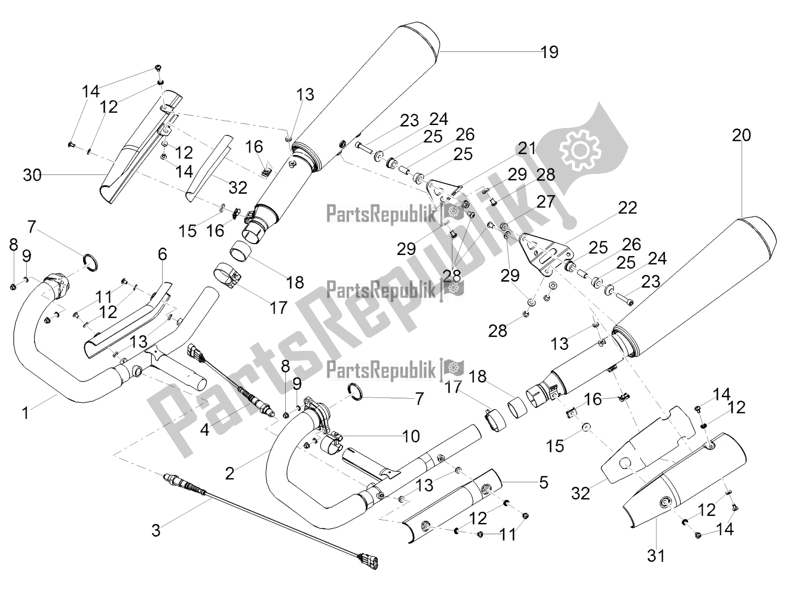 Toutes les pièces pour le Tuyau D'échappement du Moto-Guzzi V7 III Rough 750 ABS USA 2018