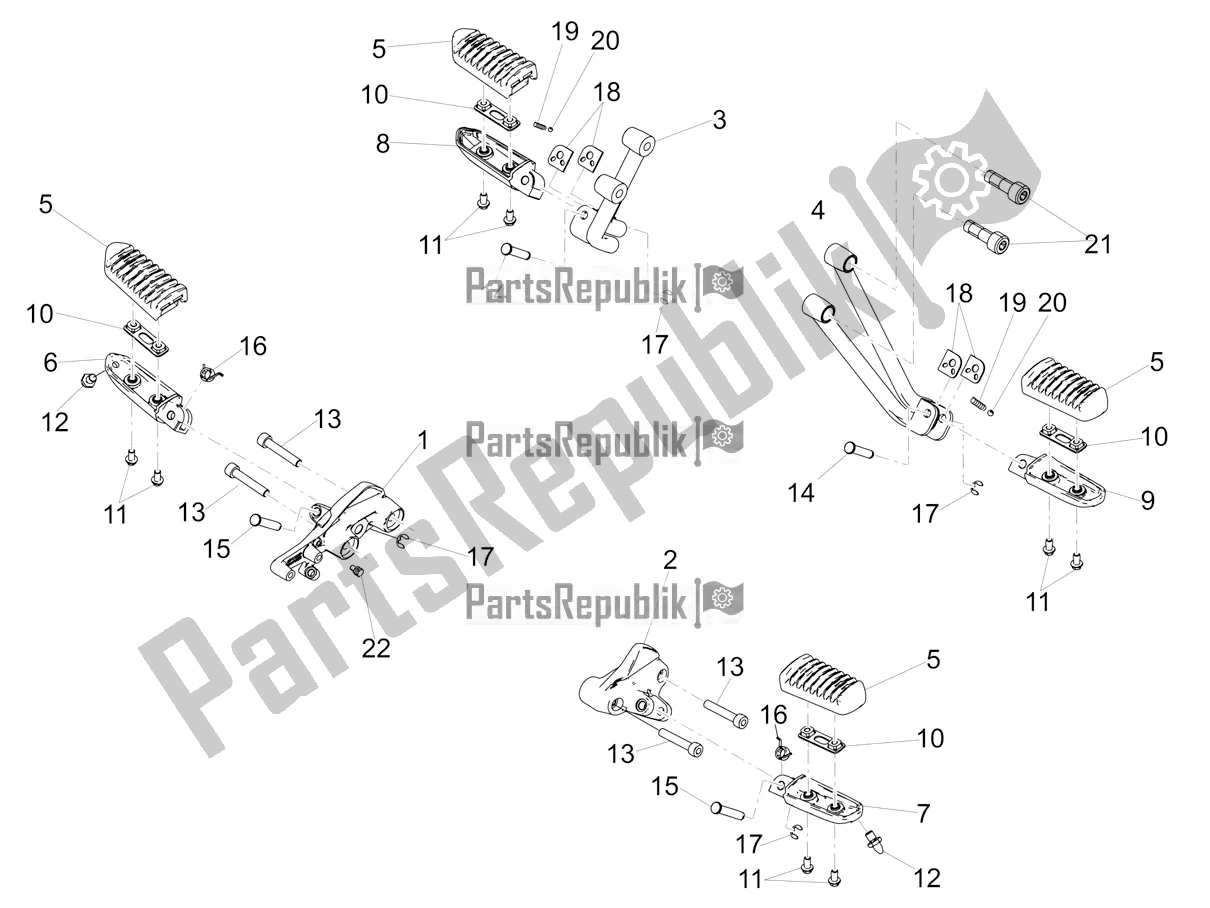 All parts for the Foot Rests of the Moto-Guzzi V7 III Rough 750 ABS USA 2018