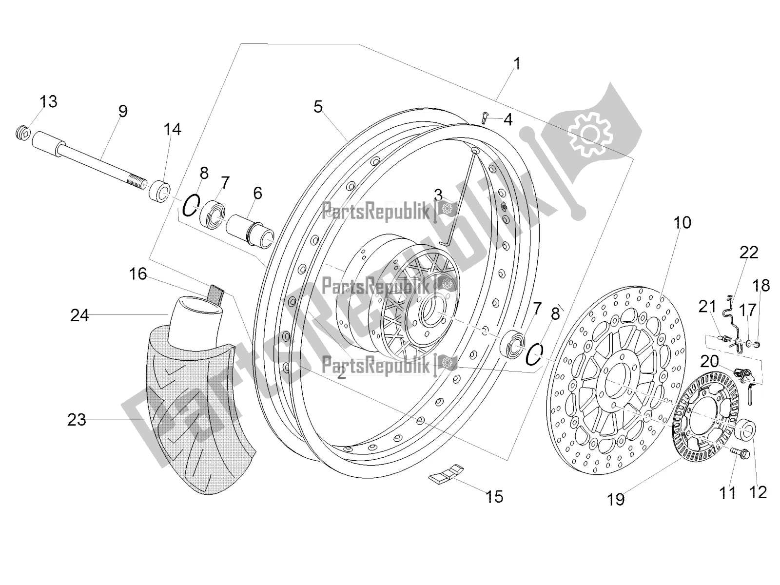 Toutes les pièces pour le Roue Avant du Moto-Guzzi V7 III Rough 750 ABS USA 2018