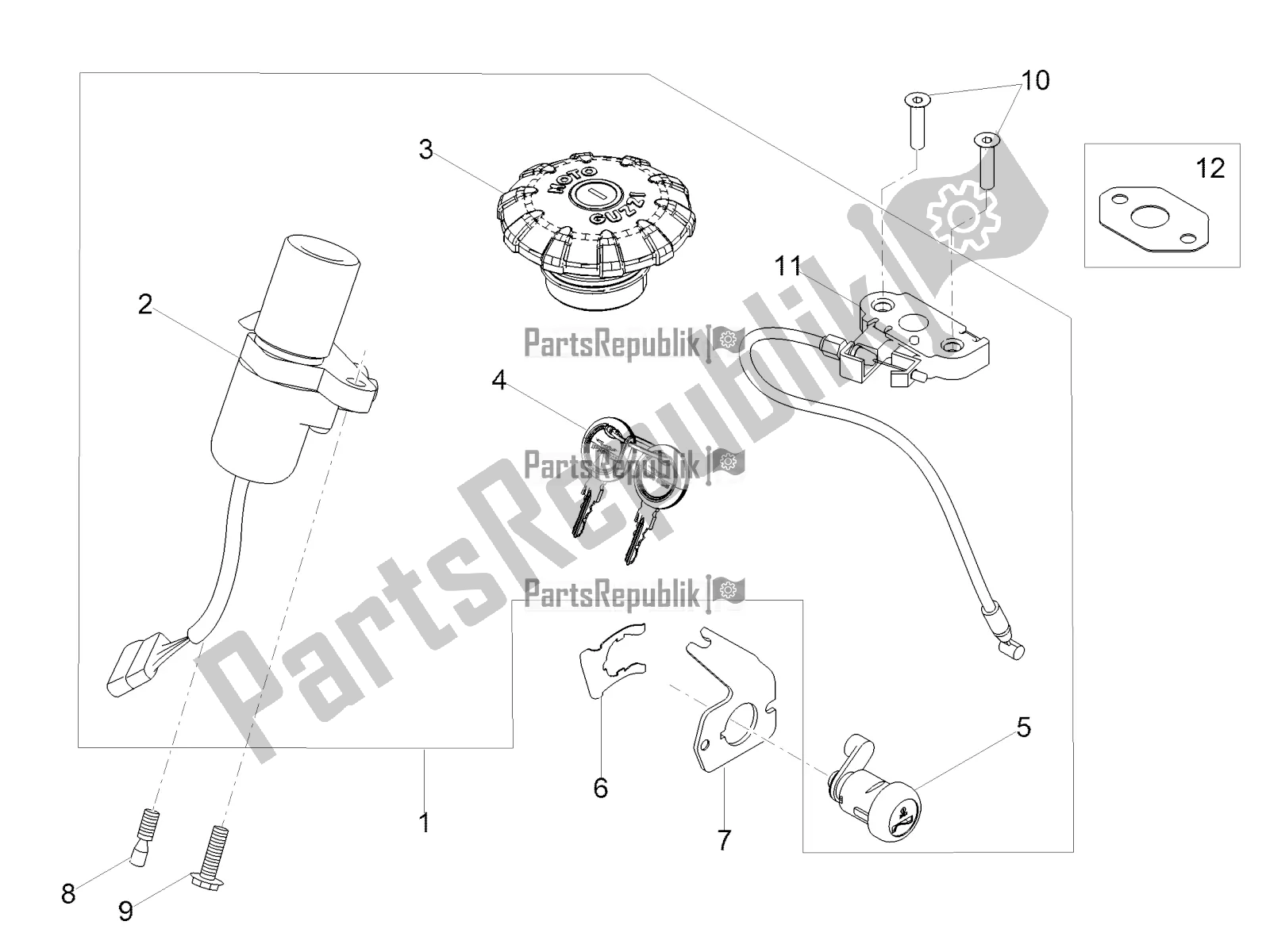 Toutes les pièces pour le Serrures du Moto-Guzzi V7 III Rough 750 ABS USA 2018