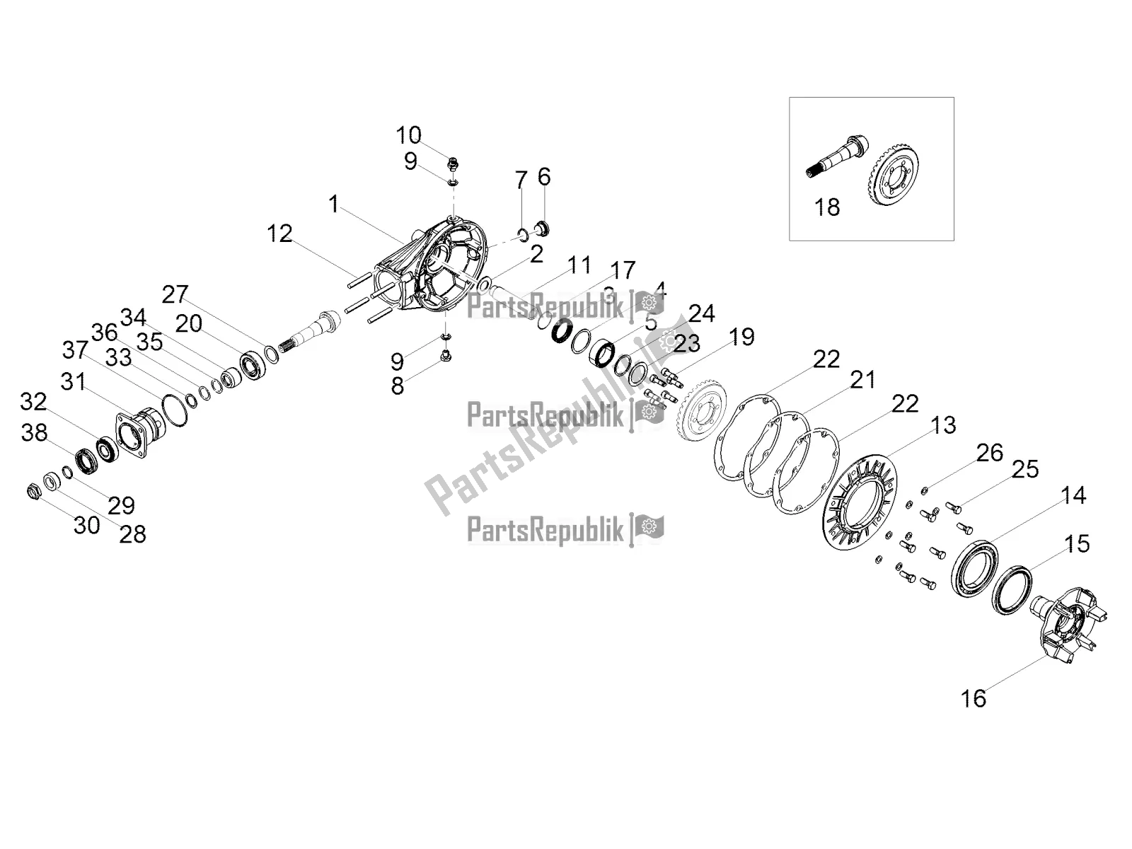 Toutes les pièces pour le Transmission Arrière / Composants du Moto-Guzzi V7 III Rough 750 ABS USA 2018