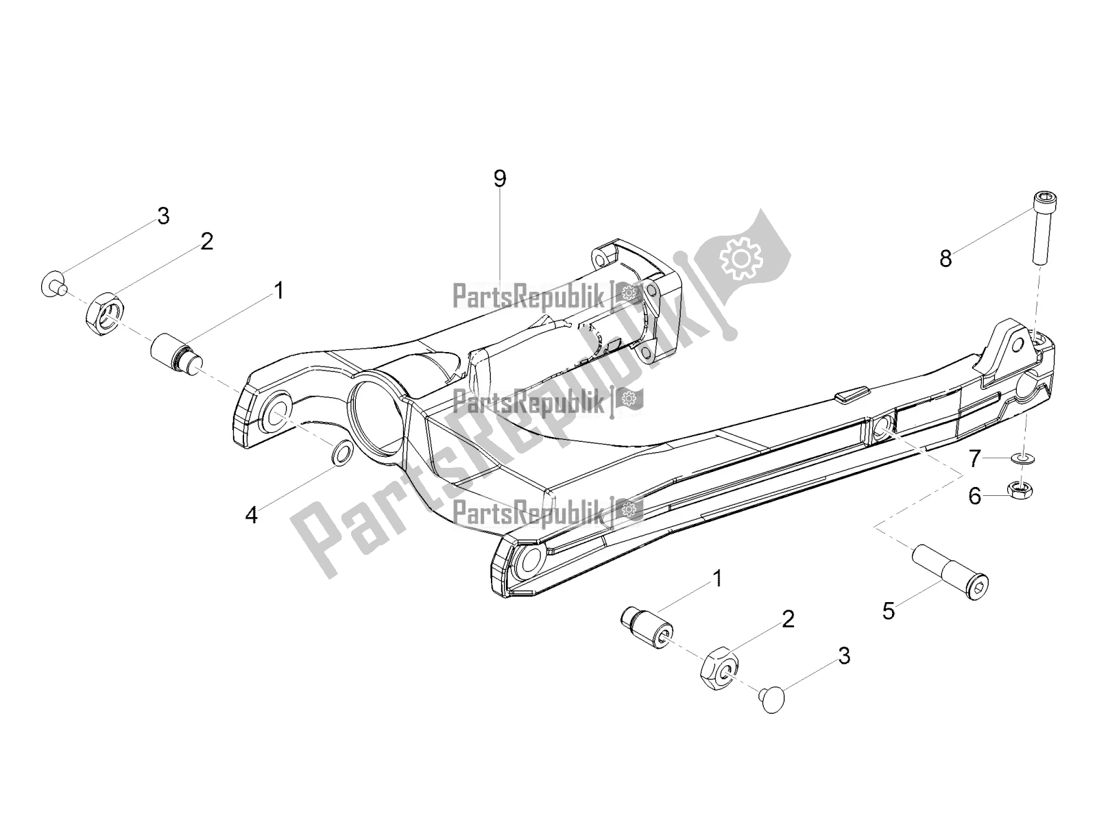 Toutes les pièces pour le Bras Oscillant du Moto-Guzzi V7 III Rough 750 ABS USA 2018