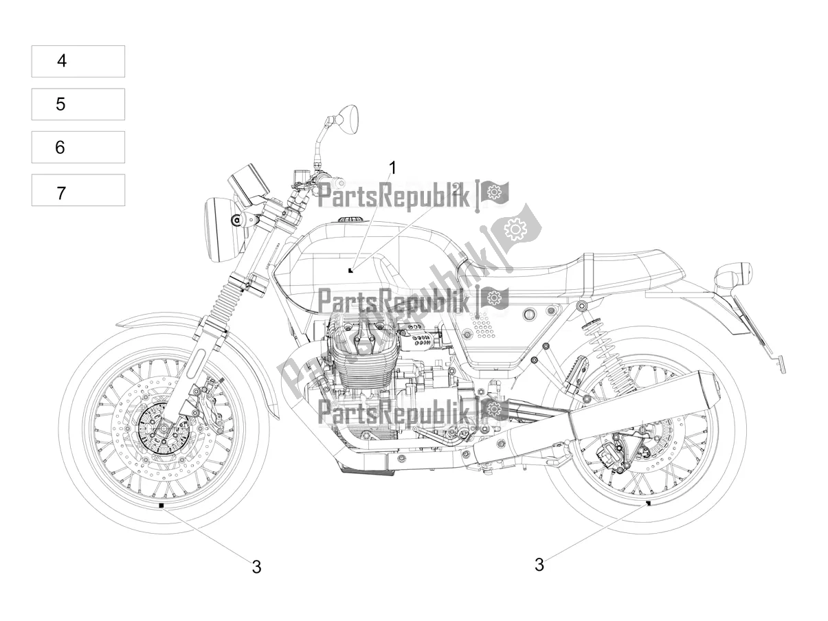 Alle onderdelen voor de Sticker van de Moto-Guzzi V7 III Rough 750 ABS USA 2019