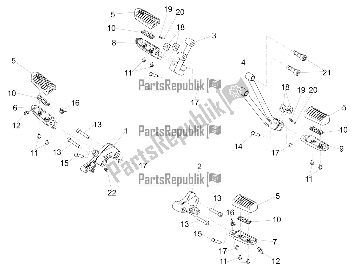 All parts for the Foot Rests of the Moto-Guzzi V7 III Rough 750 ABS USA 2019