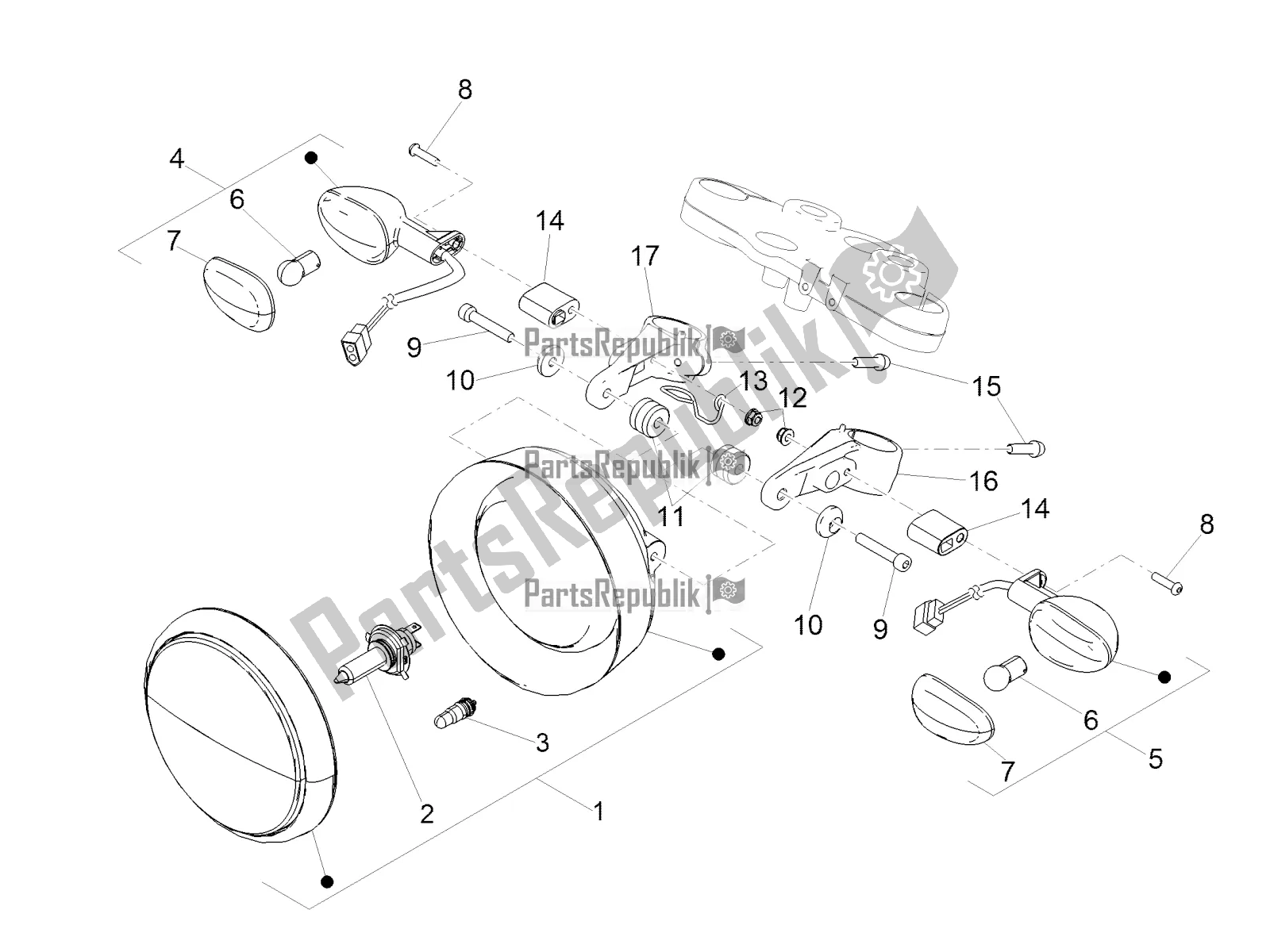 Toutes les pièces pour le Feux Avant du Moto-Guzzi V7 III Rough 750 ABS USA 2019