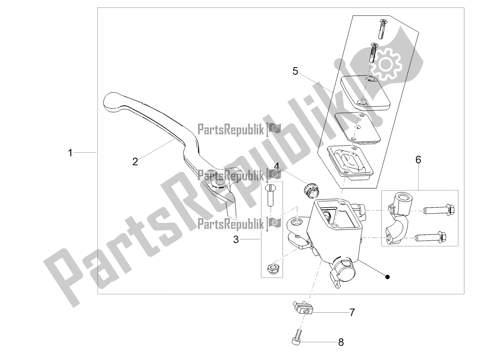 Toutes les pièces pour le Maître-cylindre Avant du Moto-Guzzi V7 III Rough 750 ABS USA 2019