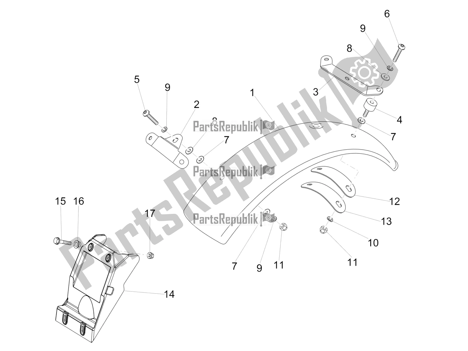 Tutte le parti per il Parafango Posteriore del Moto-Guzzi V7 III Rough 750 ABS USA 2019