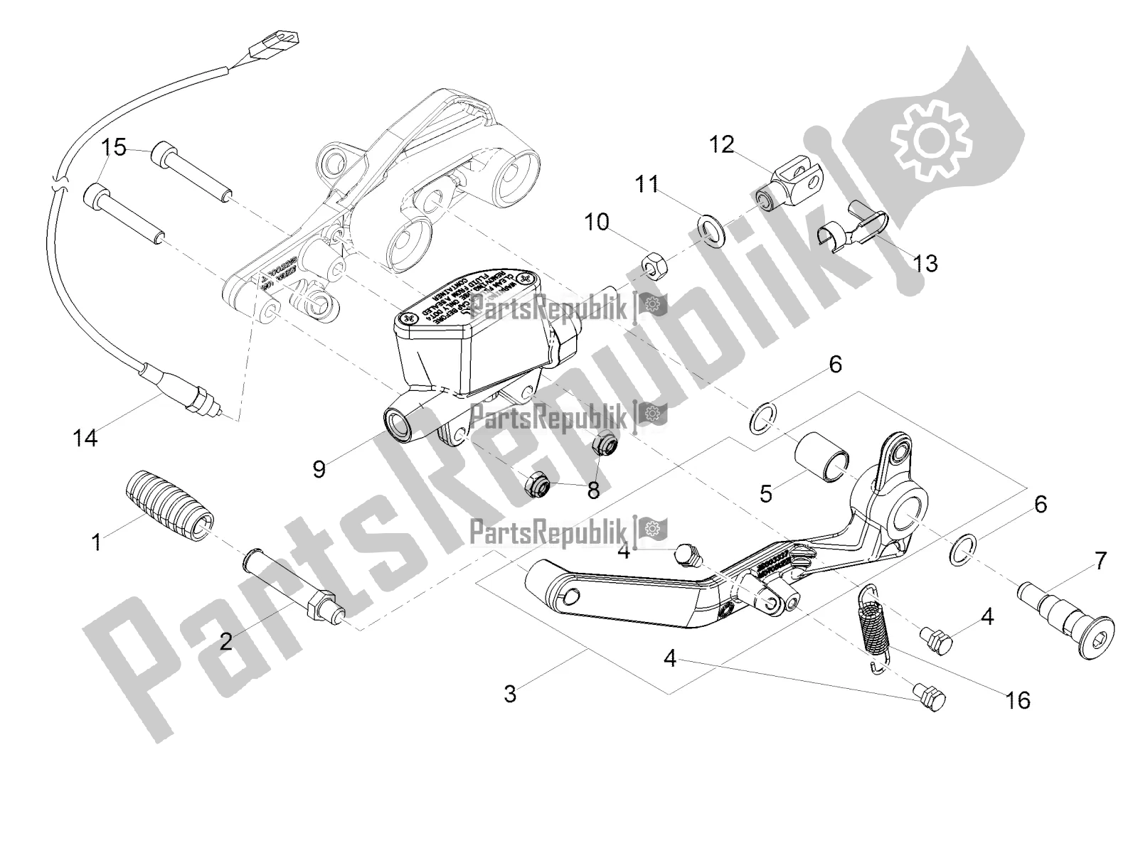 Tutte le parti per il Pompa Freno Posteriore del Moto-Guzzi V7 III Rough 750 Apac 2018